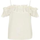 River Island Womens White Structured Ruffle Cami Top