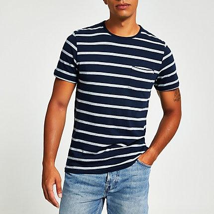 Mens Jack And Jones Stripe Printed T-shirt