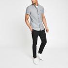 River Island Mens Rose Embroidered Oxford Grandad Shirt