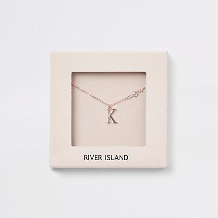 River Island Womens Rose Gold Tone 'k' Initial Necklace