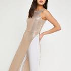 River Island Womens Gold Sequin Dress Over Trousers