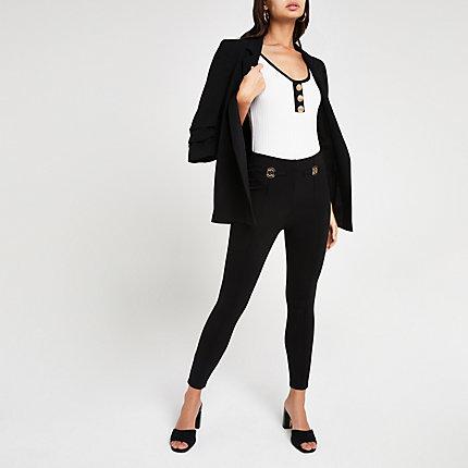 River Island Womens White Ribbed Monochrome Bodysuit