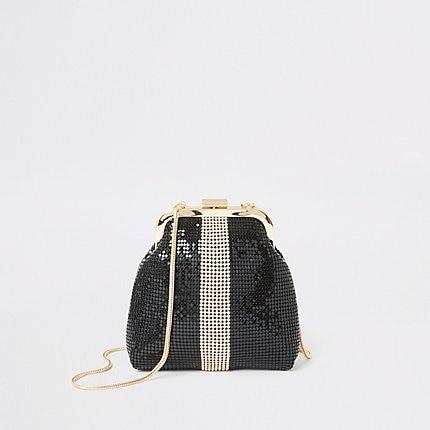 River Island Womens Diamante Block Chainmail Cliptop Bag