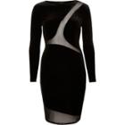 River Island Womens Velvet Mesh Panel Bodycon Dress