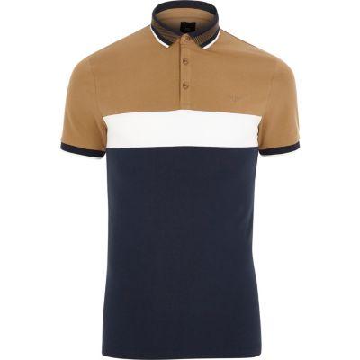 River Island Mens Slim Fit Blocked Polo Shirt
