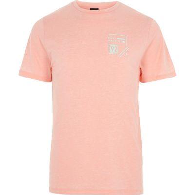 River Island Mens Burnout 'past Present' Print T-shirt
