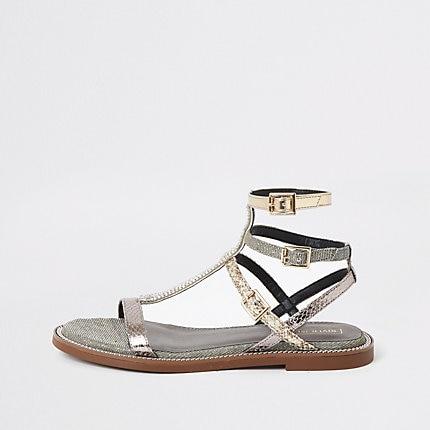 River Island Womens Silver Pearl Wide Fit Gladiator Sandals