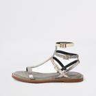 River Island Womens Silver Pearl Wide Fit Gladiator Sandals