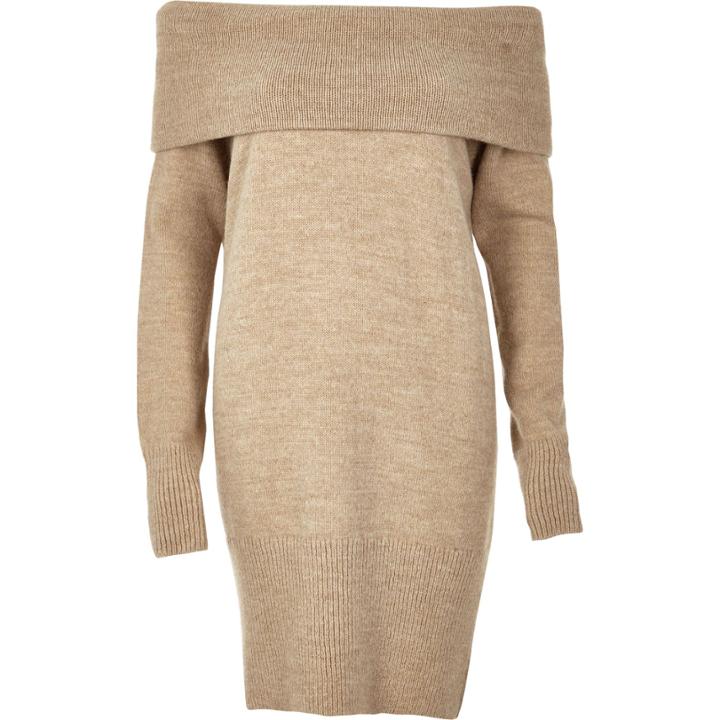 River Island Womens Knitted Bardot Jumper Dress