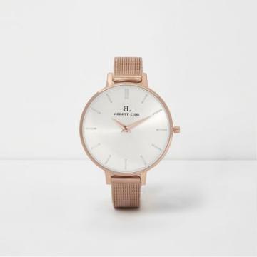 River Island Womens Rose Gold Plated Abbott Lyon Slim Mesh Watch