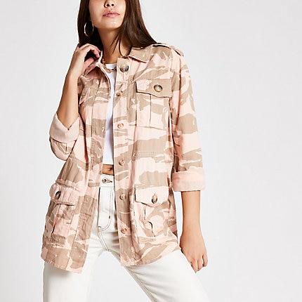 River Island Womens Camo Long Sleeve Fitted Shacket