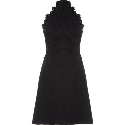 River Island Womens Lace Sleeveless High Neck Dress