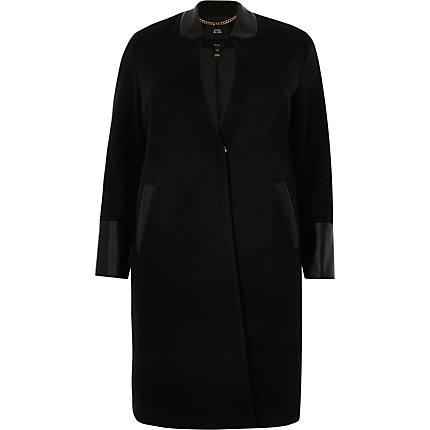 River Island Womens Plus Pu Blocked Long Sleeve Coat