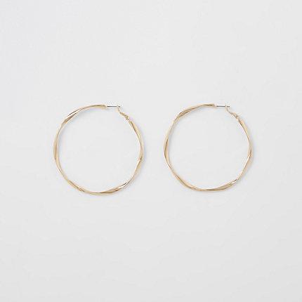 River Island Womens Gold Colour Twist Hoop Earrings