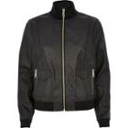 River Island Womens Leather-look Funnel Neck Bomber Jacket