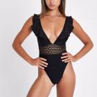 River Island Womens Frill Plunge Swimsuit