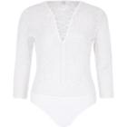 River Island Womens Burnout Velvet Lace-up Front Bodysuit