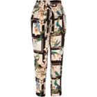 River Island Womens Floral Print Tie Waist Tapered Trousers