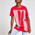 River Island Womens Print Oversized Studded T-shirt