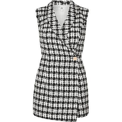 River Island Womens Petite Check Tux Sleeveless Playsuit