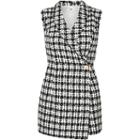 River Island Womens Petite Check Tux Sleeveless Playsuit