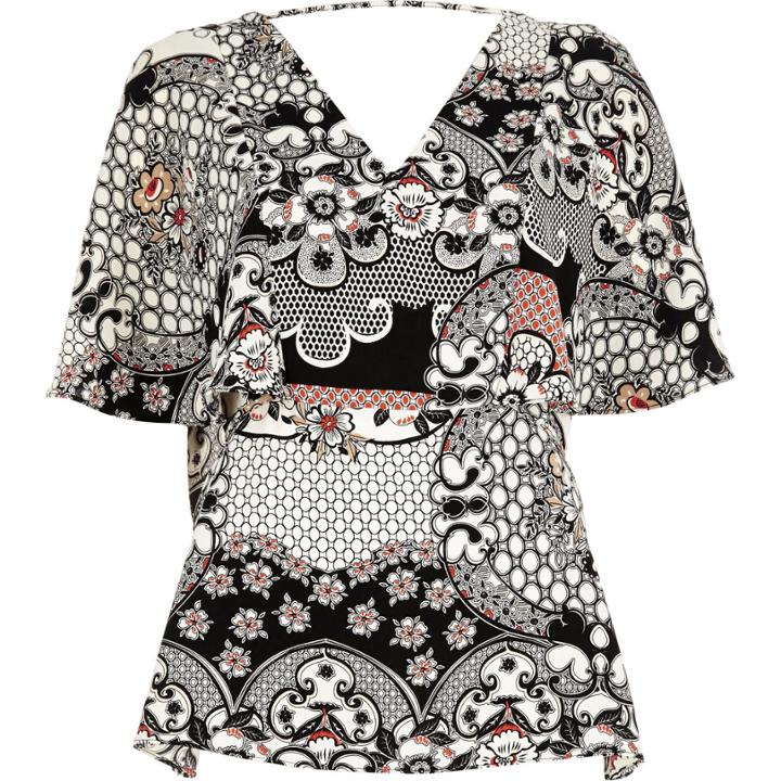River Island Womens Floral Print Cape Back Top