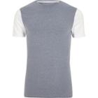 River Island Mens Muscle Fit Color Block Sleeve T-shirt