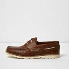 River Island Mens Brown Rubber Sole Leather Boat Shoes