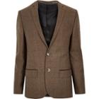 River Island Mensbrown Check Wool-blend Skinny Blazer