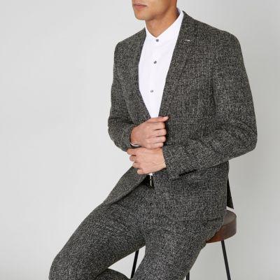 River Island Mens Check Print Skinny Suit Jacket