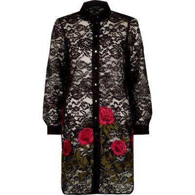 River Island Womens Lace Rose Embroidered Shirt