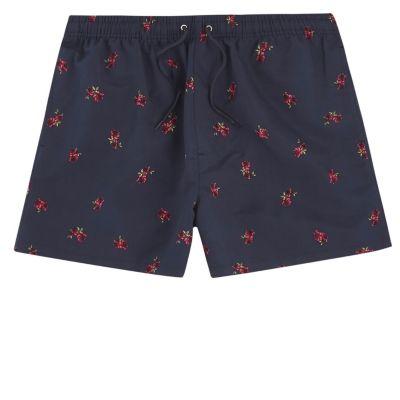 River Island Mens Rose Print Swim Shorts