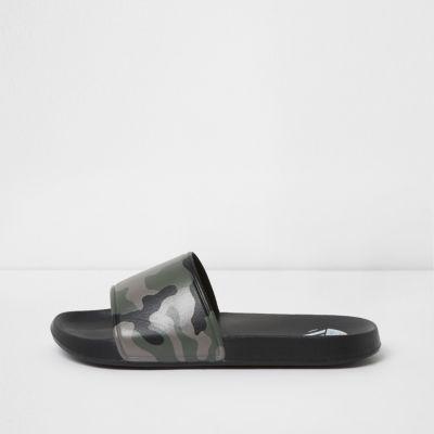 River Island Mens Camo Print Sliders