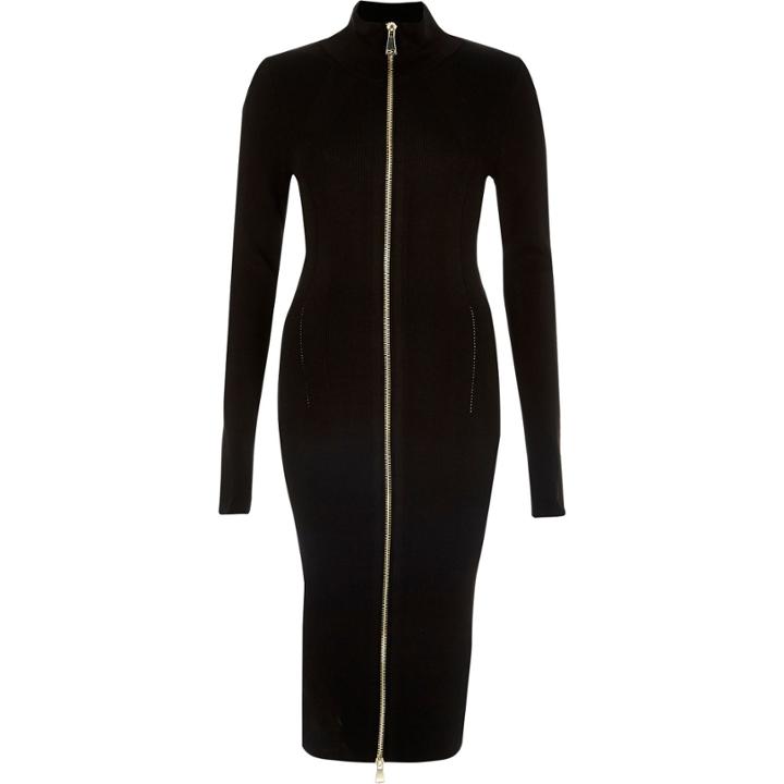 River Island Womens Ri Studio Zip Knitted Midi Dress