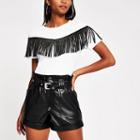 River Island Womens Belted Faux Leather Mom Shorts