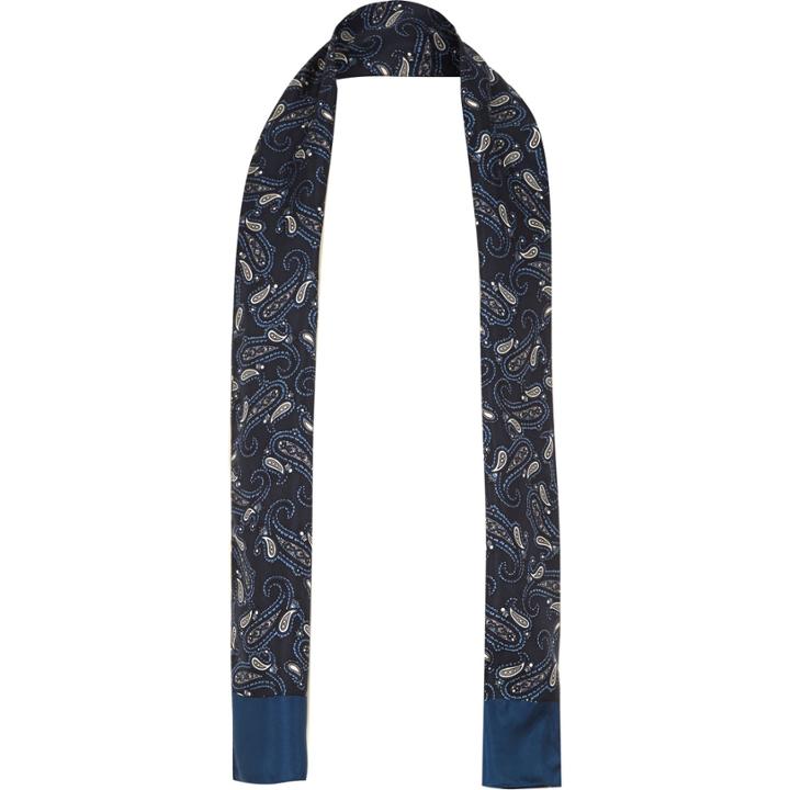River Island Mensnavy Silk Paisley Skinny Scarf