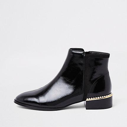 River Island Womens Wide Fit Pearl Embellished Ankle Boot
