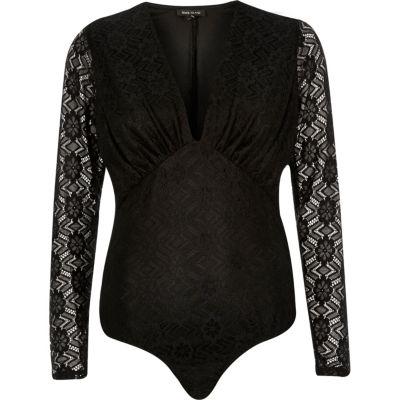 River Island Womens Lace Plunge Bodysuit