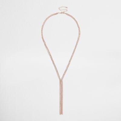 River Island Womens Gold Tone Sparkle Drop Necklace