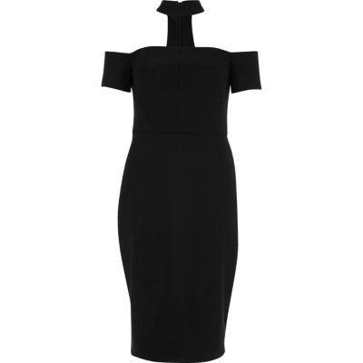 River Island Womens Choker Bardot Short Sleeve Dress