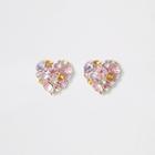 River Island Womens Rose Gold Embellished Heart Stud Earrings