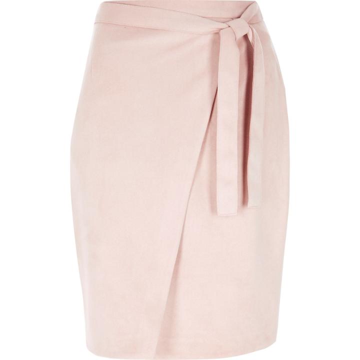 River Island Womens Faux Suede Tie Midi Skirt