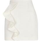 River Island Womens White Frill Front Boucle Mini Skirt