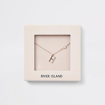 River Island Womens Rose Gold Tone 'h' Initial Necklace