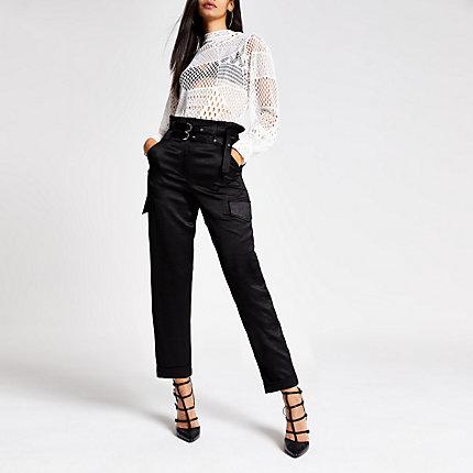 River Island Womens Belted Utility Peg Trousers