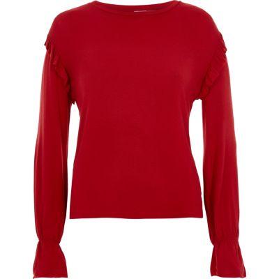 River Island Womens Frill Shoulder Long Sleeve Top