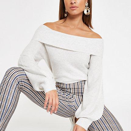 River Island Womens Bardot V Neck Top