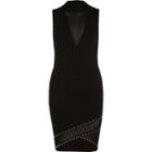 River Island Womens Sleeveless Mesh Front Bodycon Dress