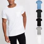 River Island Mens White Rolled Sleeve Pocket T-shirts Multipack