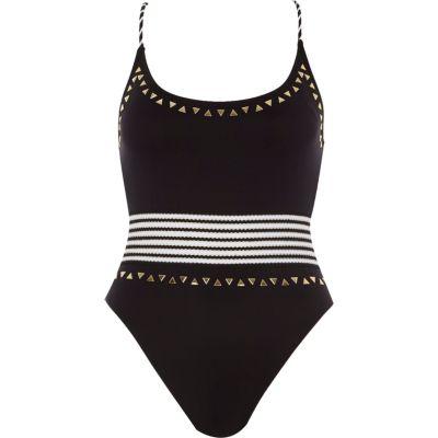 River Island Womens Studded Elastic Waist Swimsuit